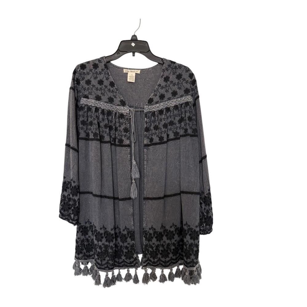 Indigo Thread Co. Boho Kimono Tassels Embroidered Size XS